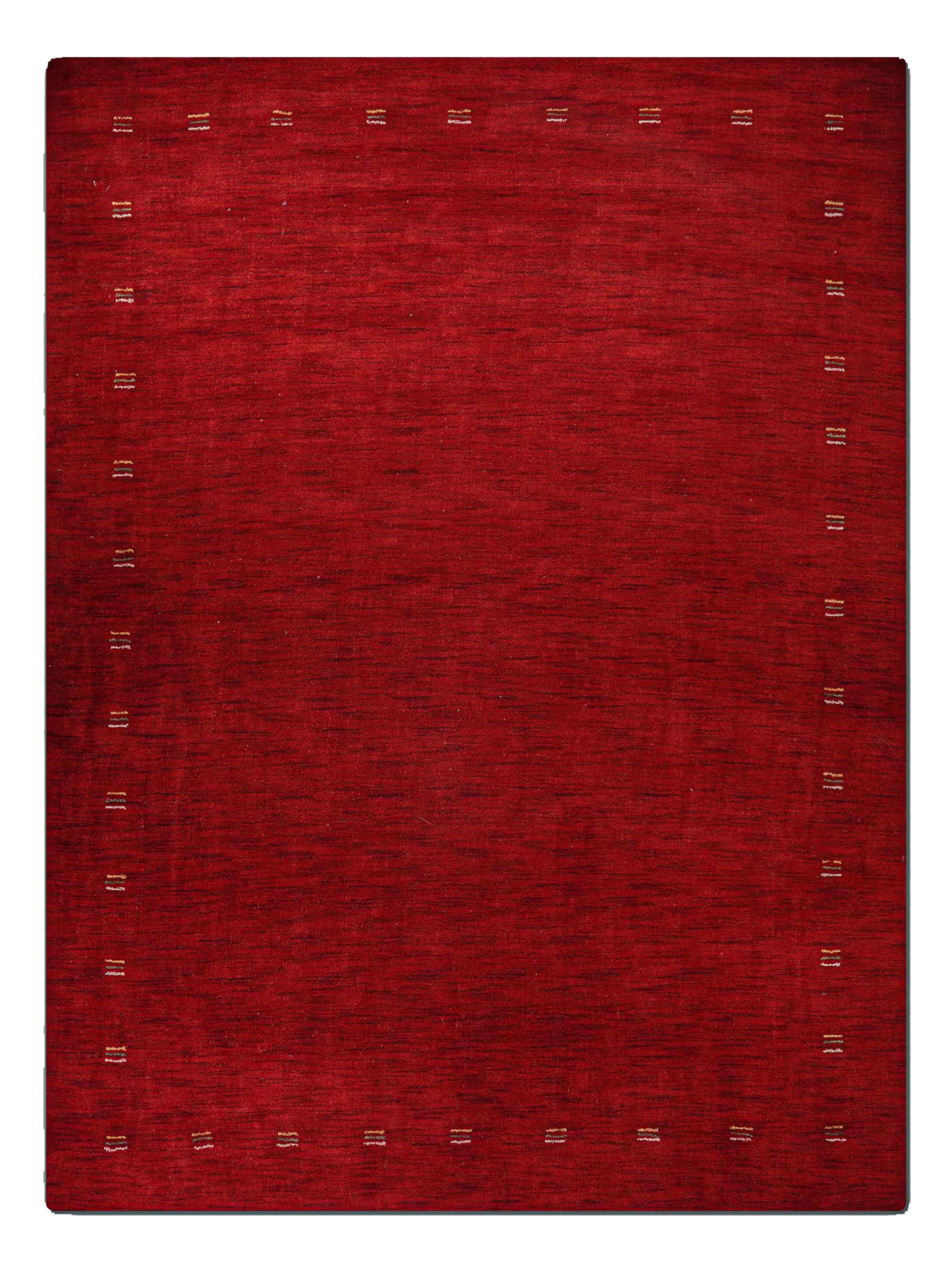 Hand Knotted Loom Wool ECO-Friendly Area Rugs - 9'x12', Rectangle, Red Color, Contemporary Modern Design, High Pile Thick Handmade Anti Skid Rugs for Living Room (L00104)