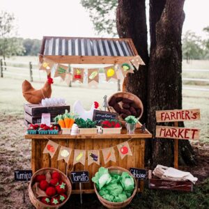 YLooDasy Farmers Market Party Decorations Vegetable Banner Burlap Bunting Garland for Farmers Market Produce Stand or Gardener Theme Farm Party Supplies