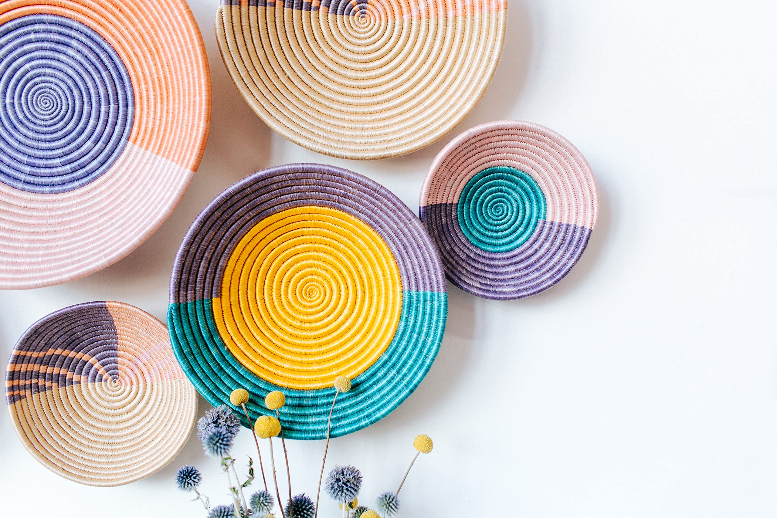 Small African Basket- Nyakizu/Rwanda Basket/Woven Bowl/Sisal & Sweetgrass Basket/Lilac, Blush, Teal