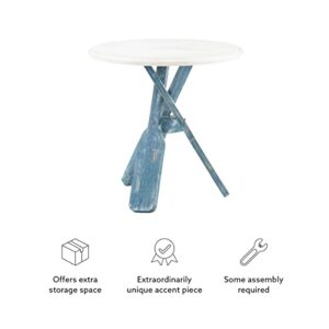 Powell Round Top Shanice Oar Side Table, Coastal Blue and White (PAMZN2087)