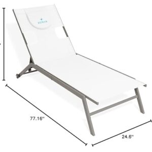 Ostrich Chatham 2 Pieces Patio Chaise Lounges, Patio Lounge Chairs,Facedown Tanning Chair, Patio Chairs, 5-Position Recliner Adjustable Sunbathing Lounge Chair for Patio,Yard, Pool, White & Tan