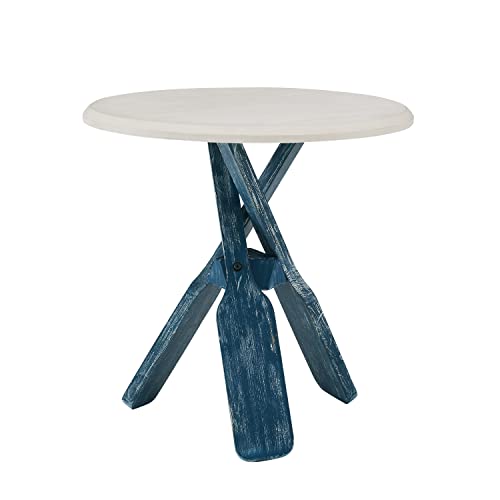 Powell Round Top Shanice Oar Side Table, Coastal Blue and White (PAMZN2087)