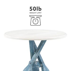 Powell Round Top Shanice Oar Side Table, Coastal Blue and White (PAMZN2087)