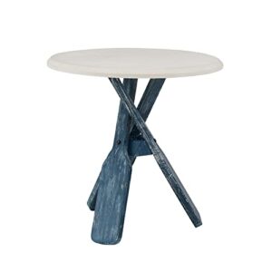 powell round top shanice oar side table, coastal blue and white (pamzn2087)