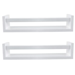 birola wall bookshelves for kids,book shelf organizer for baby nursery décor,nursery book shelves set of 2,wood floating nursery shelves for wall (set of 2 white)