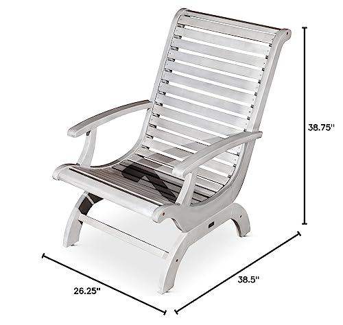 DTY Outdoor Living Aspen Eucalyptus Plantation Chair, Silver Gray