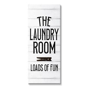 stupell industries loads of fun laundry room rustic clothespin design, design by kim allen