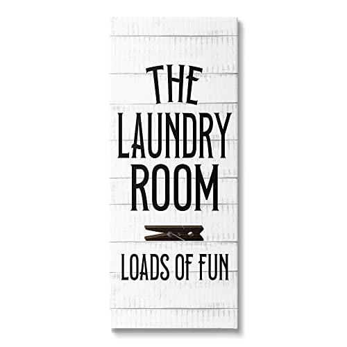 Stupell Industries Loads of Fun Laundry Room Rustic Clothespin Design, Design by Kim Allen