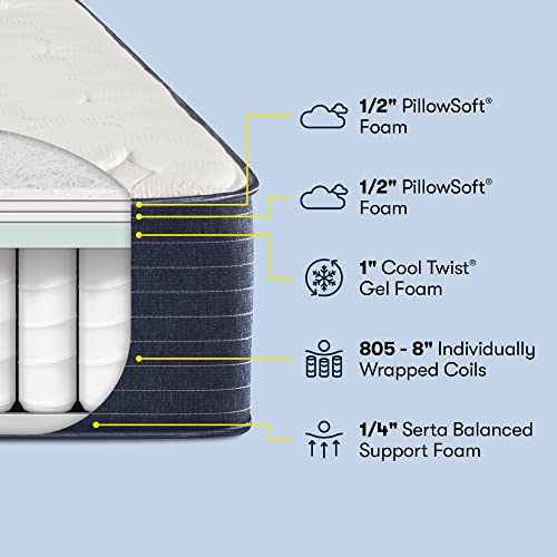 Serta - 11" Clarks Hill Plush Cal King Mattress, Comfortable, Cooling, Supportive, CertiPur-US Certified