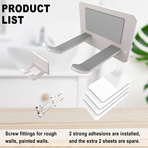 Adhesive Hair Dryer Holder Wall Mount - Adhesive Bathroom Vanity Blow Dryer Holder Organizer Compatible with Dyson Hair Dryers (Milk Tea)