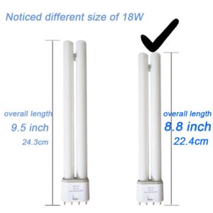 PL18W U/V/A Replacement Black Blue Light Bulb,2G11 Base 4 pin Inline,F18W BL Twin Tube H Shape Fluoescent Lamp,Compatible bdpca-18w,bdpc 912