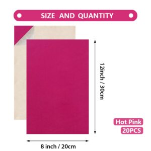 Helloocolor 20PCS Self-Adhesive Velvet Fabric Flocked Fabric Sheets, DIY Velvet Fabric for Art & Crafts, Jewelry Box and Drawer Liner (A4 Size,Hot Pink)