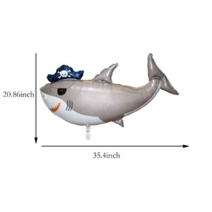 2pcs Shark Balloons Large Aluminum Foil Shark Balloon Pirate Theme Ocean Theme Birthday Party Decorations Baby Shower