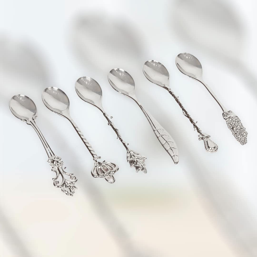 Alisveristime Traditional Ottoman Motif Tea Spoons - Decorative Stirring, Sugar, Tea Spoons (Set of 6) (Motif) (Silver)