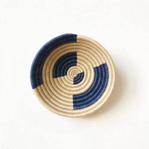 small african basket- kiloli/rwanda basket/woven bowl/sisal & sweetgrass basket/tan, blue