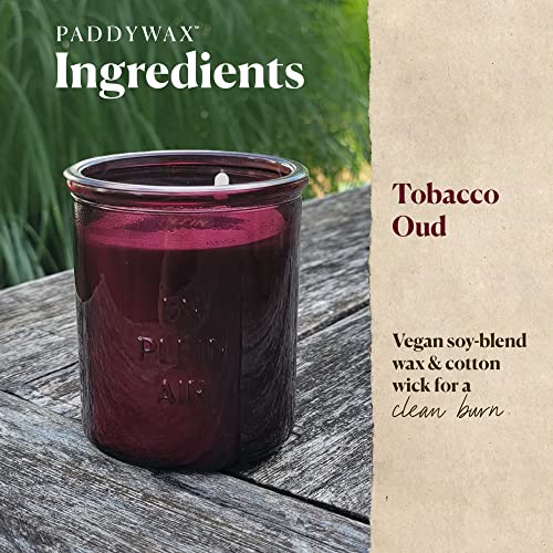 Paddywax Firefly Candle Co. En Plein Air Scented Candles with Soy Wax Blend and Reusable Glass Jar for Home Fragrance and Aromatherapy Ideal for Gifting - 10 Ounce, Tobacco Oud, Eggplant Purple