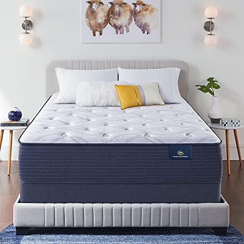 Serta - 14" Clarks Hill Elite Plush Queen Mattress, Comfortable, Cooling, Supportive, CertiPur-US Certified, White/Blue