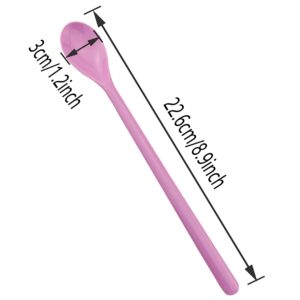 ZZLZX 4PCS 8.9 inches Long Handle Spoons Long Handle Mixing Spoon Coffee Spoons Tall Iced Tea, Ice Cream Sundae, Cocktail, Hot Chocolat Stirring Longdrink Spoons (Pink Yellow Blue Green)