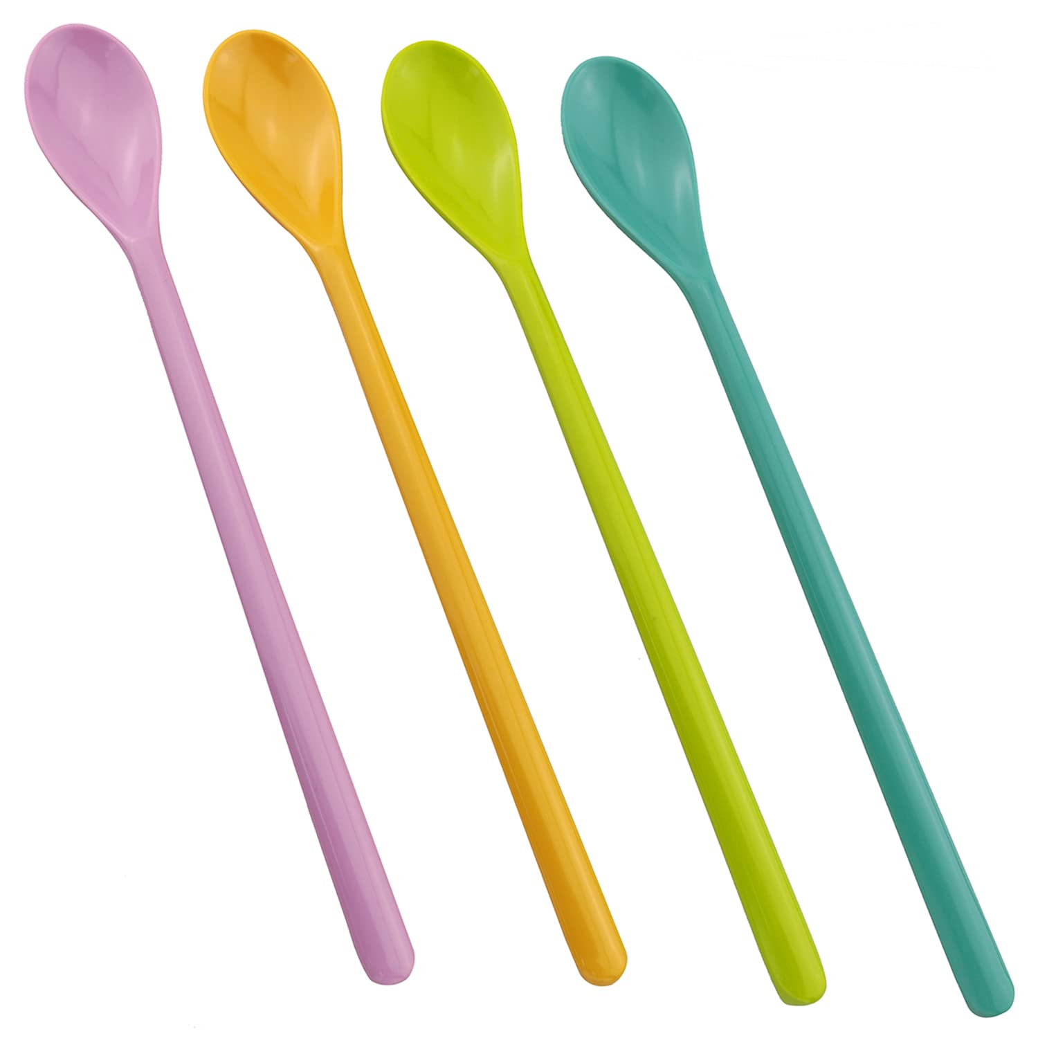 ZZLZX 4PCS 8.9 inches Long Handle Spoons Long Handle Mixing Spoon Coffee Spoons Tall Iced Tea, Ice Cream Sundae, Cocktail, Hot Chocolat Stirring Longdrink Spoons (Pink Yellow Blue Green)