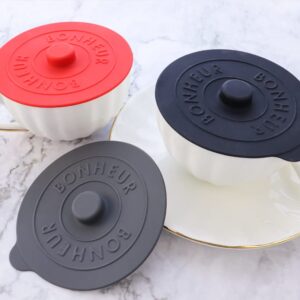 JOGILBOY 3 Pcs Food Grade Silicone Universal Cup Lid Mug Cup Cove Airtight Seal Cup Cover Hot and Cold Beverages Flexible Drink Cup Cover Anti-dust Leak-proof Drink Lid Cap Reusable Tea Coffee Cup