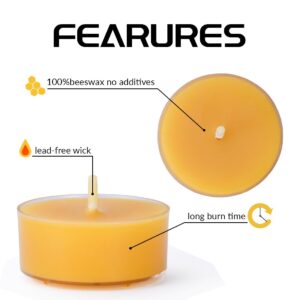 Natural Yellow Beeswax Tealight Candles - 24 pcs - Organic Candle Natural Scent Smokeless Clean Burning