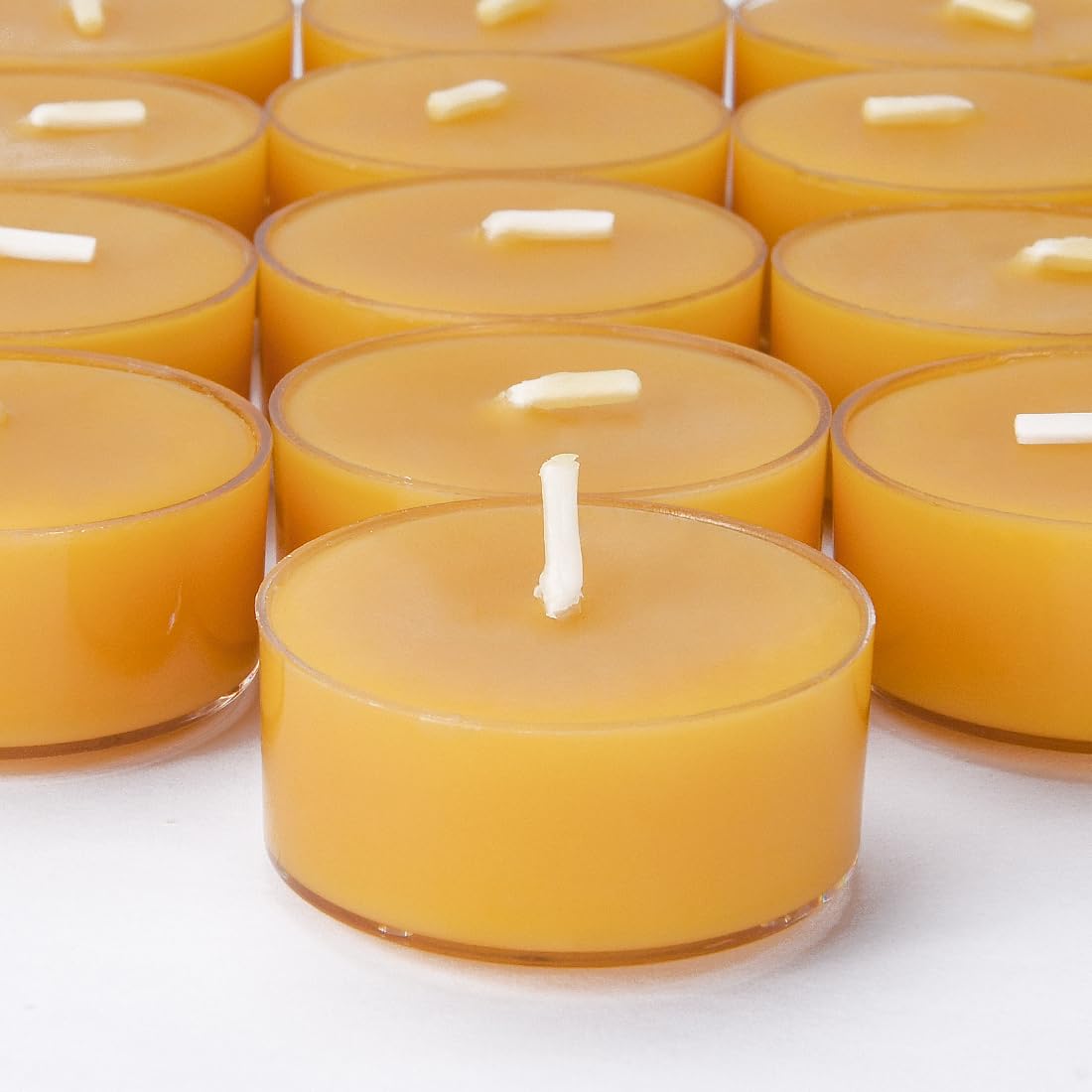 Natural Yellow Beeswax Tealight Candles - 24 pcs - Organic Candle Natural Scent Smokeless Clean Burning