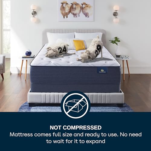 Serta - 14" Clarks Hill Elite Plush Queen Mattress, Comfortable, Cooling, Supportive, CertiPur-US Certified, White/Blue