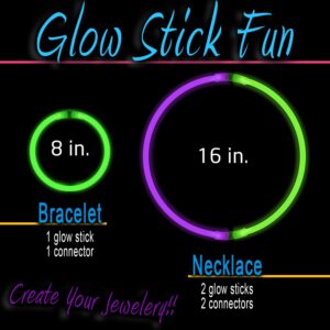 248 PCS Glow Sticks Party Pack - That Includes, 100 Pcs 8 Inch Glow sticks, 6 Pcs Glow Sticks Wands – Create Glow In The Dark Necklaces, Bracelets. Neon Light Sticks Decoration For Parties Favors Glow