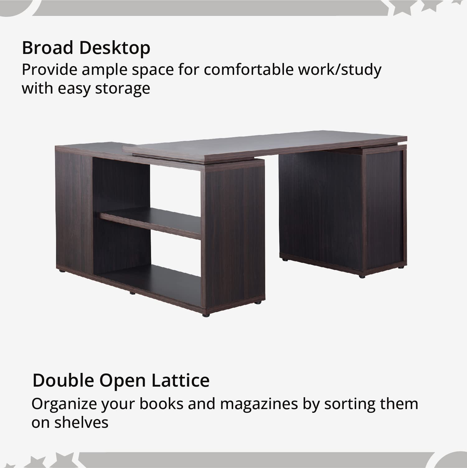 Naomi Home Ariel L Shaped Executive Desk with Drawers, Wood Home Office Corner Desk, File Drawer, Storage Cabinet, 60 inch Computer Writing Desk- Espresso