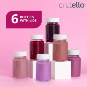 Crutello Juice Shot Bottle - 6 Pack Glass 2 oz Small Clear Glass Beverage Bottle, Storage Container for Juice, Shots, Liquids, Leak Proof