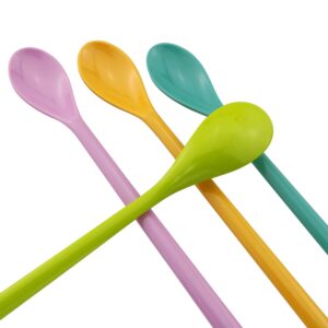 ZZLZX 4PCS 8.9 inches Long Handle Spoons Long Handle Mixing Spoon Coffee Spoons Tall Iced Tea, Ice Cream Sundae, Cocktail, Hot Chocolat Stirring Longdrink Spoons (Pink Yellow Blue Green)