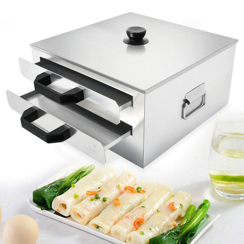 2-Layer Stainless Steel Rice Noodle Roll Vermicelli Steam Machine Cantonese Rice Noodle Rolls Machine - Intexca