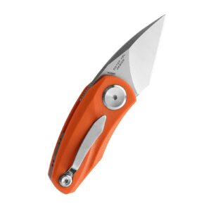 BESTECH KNIVES Mini Folding Pocket Knife: 1.53" 14C28N Steel Stain Stonewash Tanto Blade, G10 Handle, Front Flipper Liner Lock, Good for Outdoor EDC (BG38C Orange)