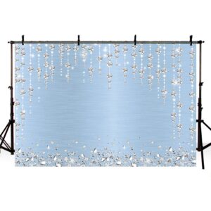 SENDY 7x5ft Light Blue Diamonds Party Backdrop for Photography Birthday Party Decorations Wedding Bridal Shower Engagement Ceremony Banner Glitter Shiny Diamonds Background Photo Booth Studio Props