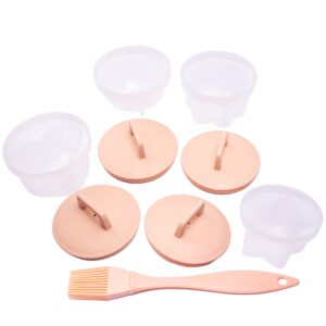 Egg poacher cups - microwave egg poacher - stovetop hard boiled egg mold – soft boiled egg holder - jello cups with lids – pink set of 4 + oil brush