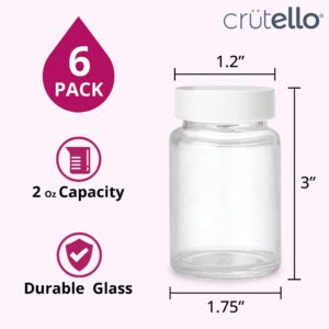 Crutello Juice Shot Bottle - 6 Pack Glass 2 oz Small Clear Glass Beverage Bottle, Storage Container for Juice, Shots, Liquids, Leak Proof