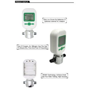 Gas Flow Meter Tester, Digital Portable Gas Mass Air Flow Rate Meter MF5712 MF5706 (0-20L/Min)