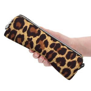 Ykklima Leather Pencil Case - Cool Cheetah Leopard, Stationery Bag Pen Organizer Makeup Cosmetic Holder Pouch for School Work Office College