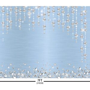 SENDY 7x5ft Light Blue Diamonds Party Backdrop for Photography Birthday Party Decorations Wedding Bridal Shower Engagement Ceremony Banner Glitter Shiny Diamonds Background Photo Booth Studio Props