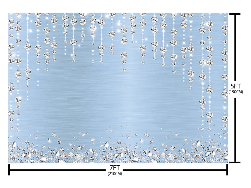 SENDY 7x5ft Light Blue Diamonds Party Backdrop for Photography Birthday Party Decorations Wedding Bridal Shower Engagement Ceremony Banner Glitter Shiny Diamonds Background Photo Booth Studio Props