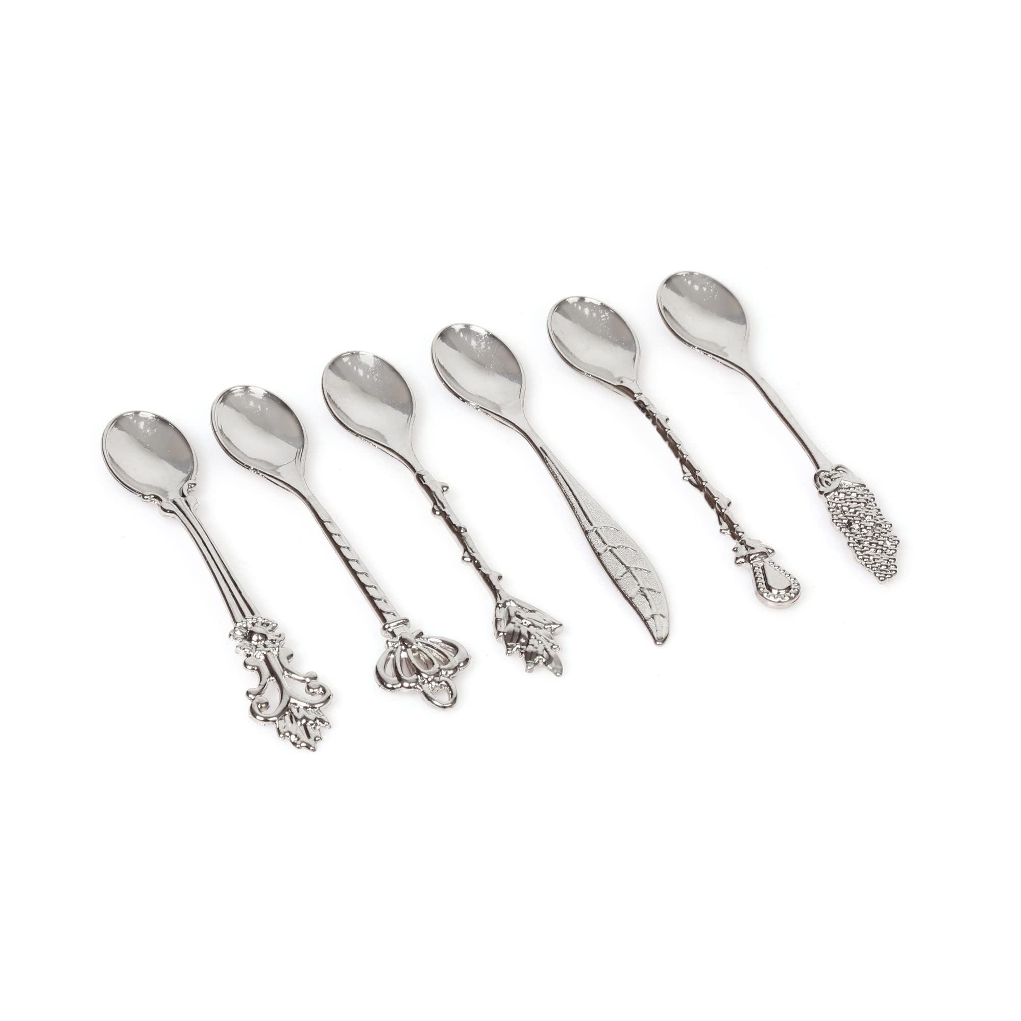 Alisveristime Traditional Ottoman Motif Tea Spoons - Decorative Stirring, Sugar, Tea Spoons (Set of 6) (Motif) (Silver)