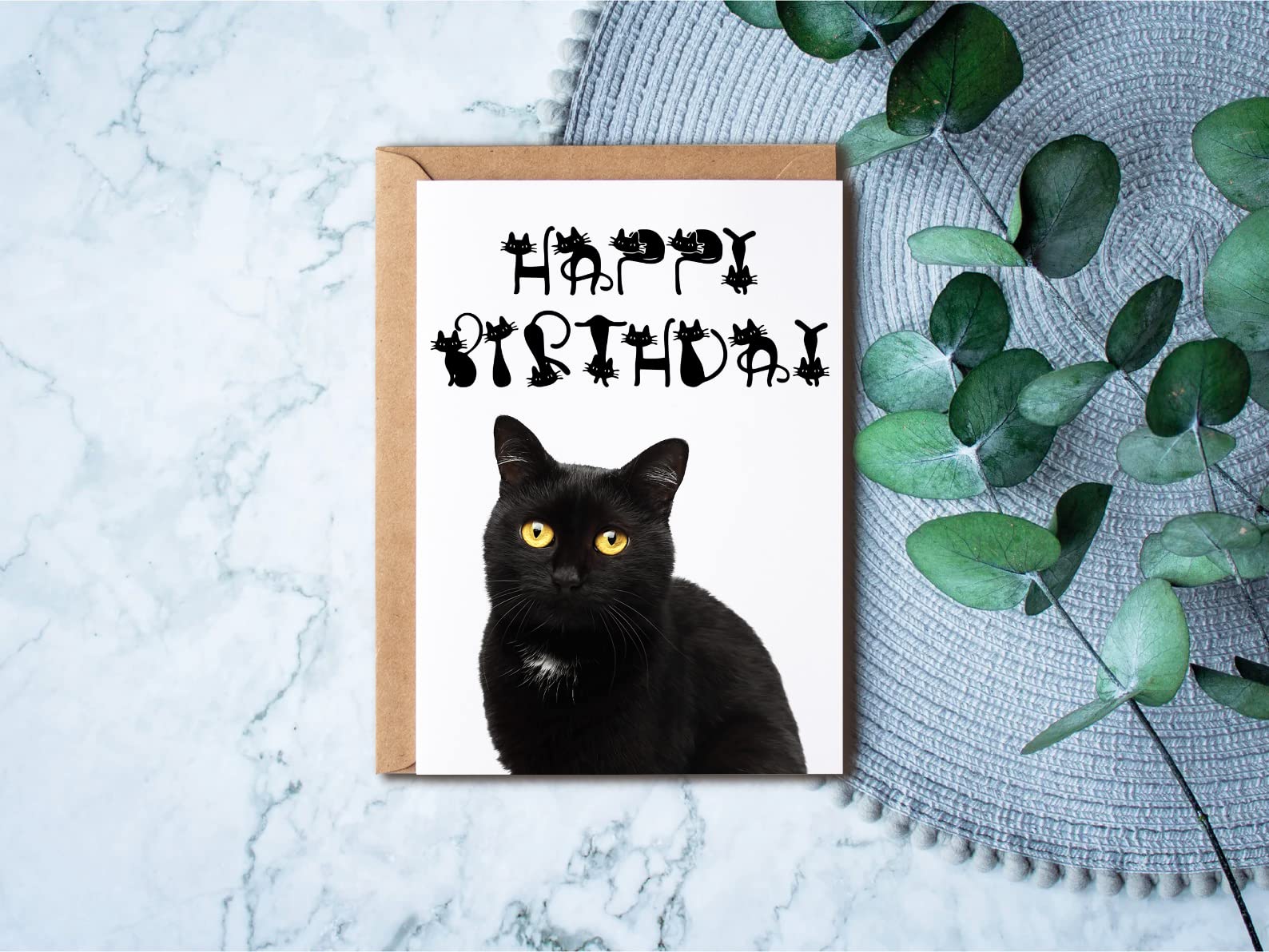 Greeting Card Cat Happy Birthday Card With Cats - Black Cat Birthday Card - Funny Cards - Cat Lovers - Cute Cat Birthday Card - Funny Cat Cards