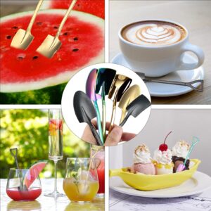 6 Pack Stainless Ice Cream Spoons, Shovel Spoons, Watermelon Spoon Reusable Small Spoon for Tea Dessert Home Kitchen Party Restaurant Party Supplies (Colored)