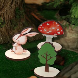 16 Pcs Woodland Animals Wood Table Centerpieces Forest Animals Cutout Shapes Creatures Table Topper for Woodland Camping Baby Shower Birthday Decorations Supplies