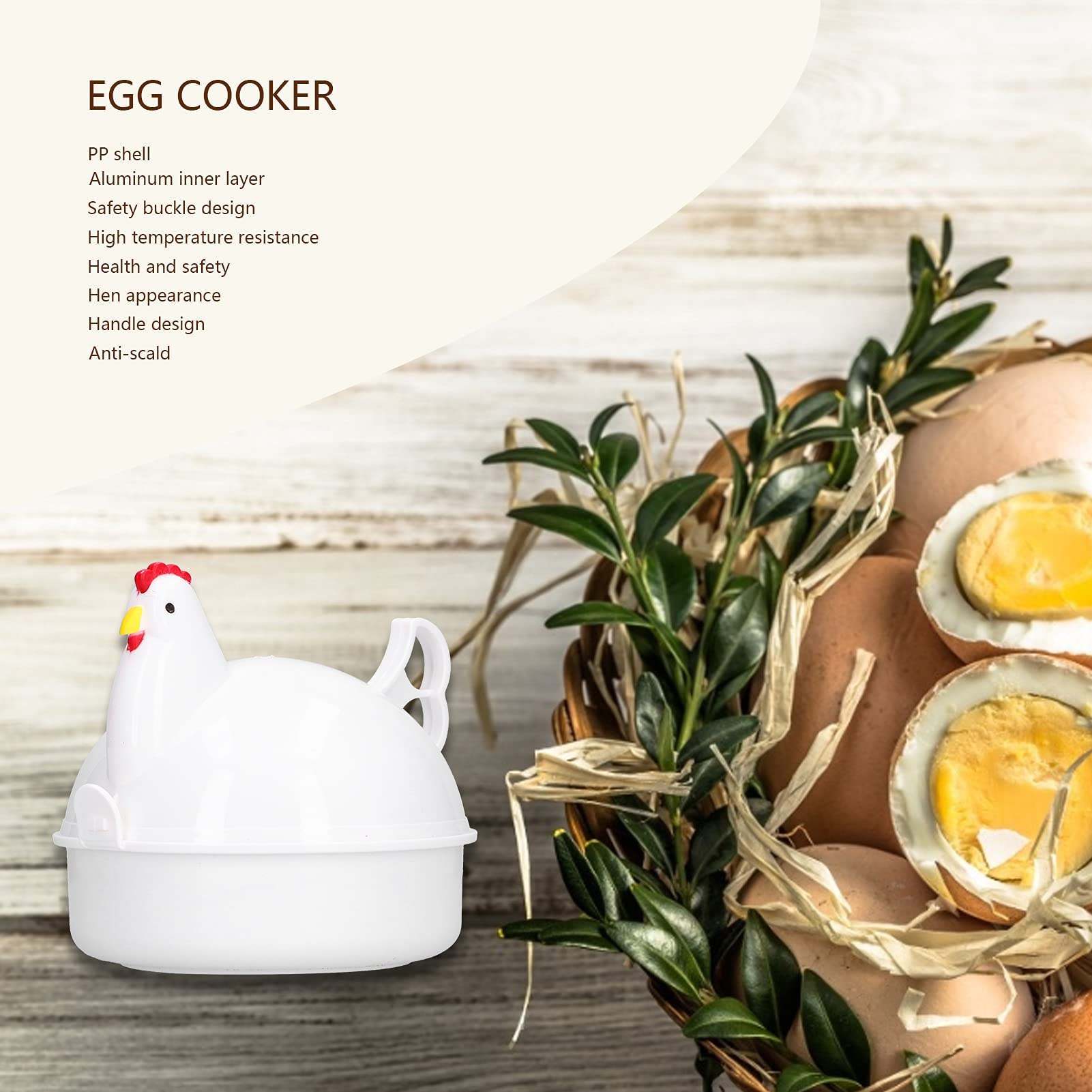 Microwave Egg Cooker, Microwave Egg Boiler Egg Poacher, Boiled Egg Cooker 4 Eggs Chicken‑Shaped Heat Resistant Microwave Eggs Boiler Egg Cooker Microwave for Home Kitchen