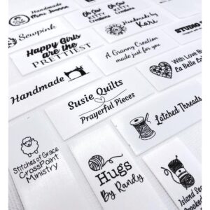 Design Your Own - Non-Fraying Quality Custom Printed Satin Fabric Labels Jennifer's Jewels Brand Made in USA Sew On for Branding, Crafts, Clothing, Compliancy Needs, Knitting, Crocheting, Handmade