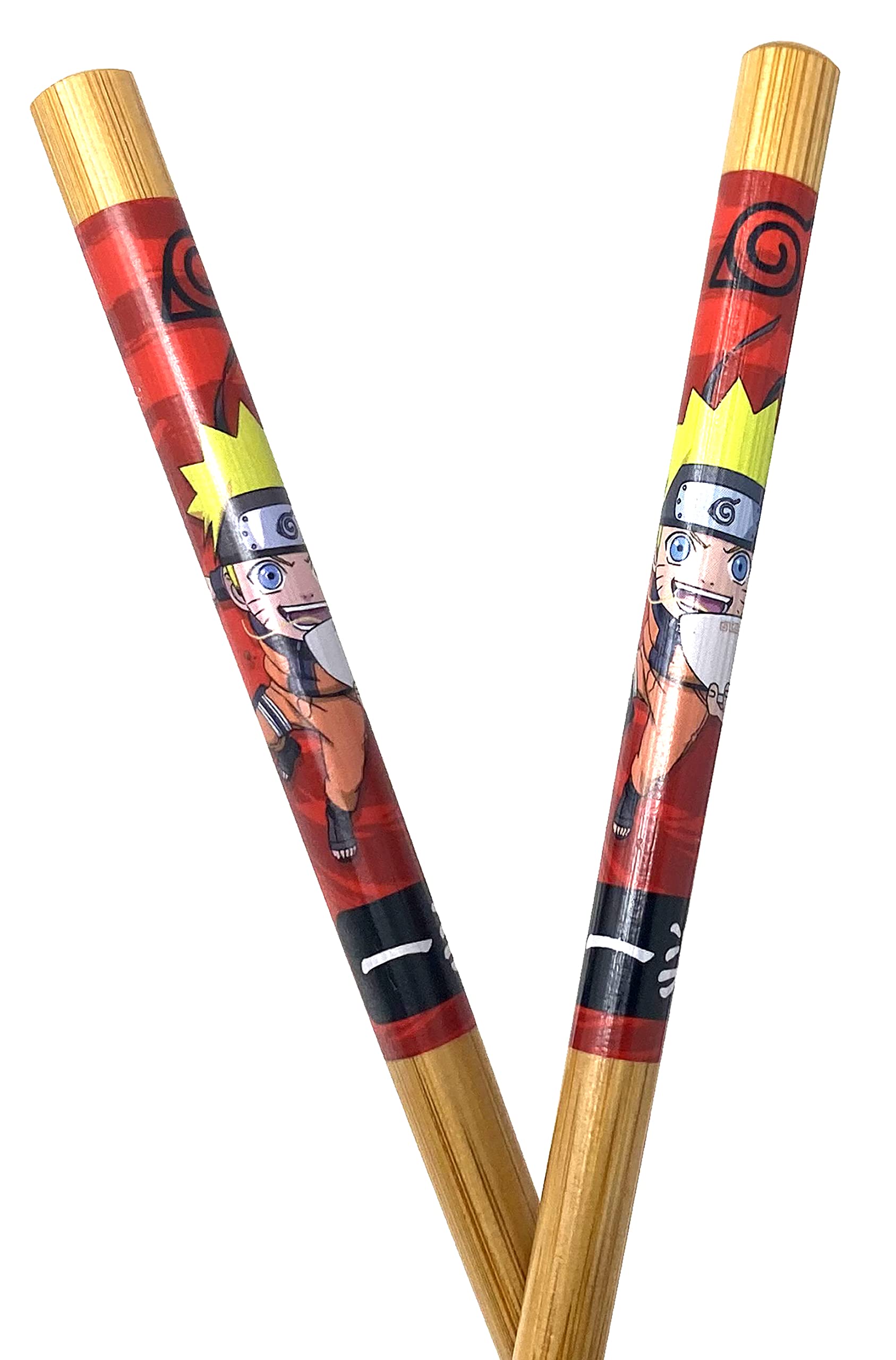 JUST FUNKY Naruto Shippuden Chopsticks Set of 2 - Official Chibi Naruto Collectible Chopsticks - Includes 2 Matching Sets of Bamboo Chopsticks - 8.85 Inches Long Anime Chopsticks