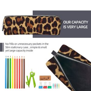 Ykklima Leather Pencil Case - Cool Cheetah Leopard, Stationery Bag Pen Organizer Makeup Cosmetic Holder Pouch for School Work Office College