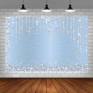 SENDY 7x5ft Light Blue Diamonds Party Backdrop for Photography Birthday Party Decorations Wedding Bridal Shower Engagement Ceremony Banner Glitter Shiny Diamonds Background Photo Booth Studio Props