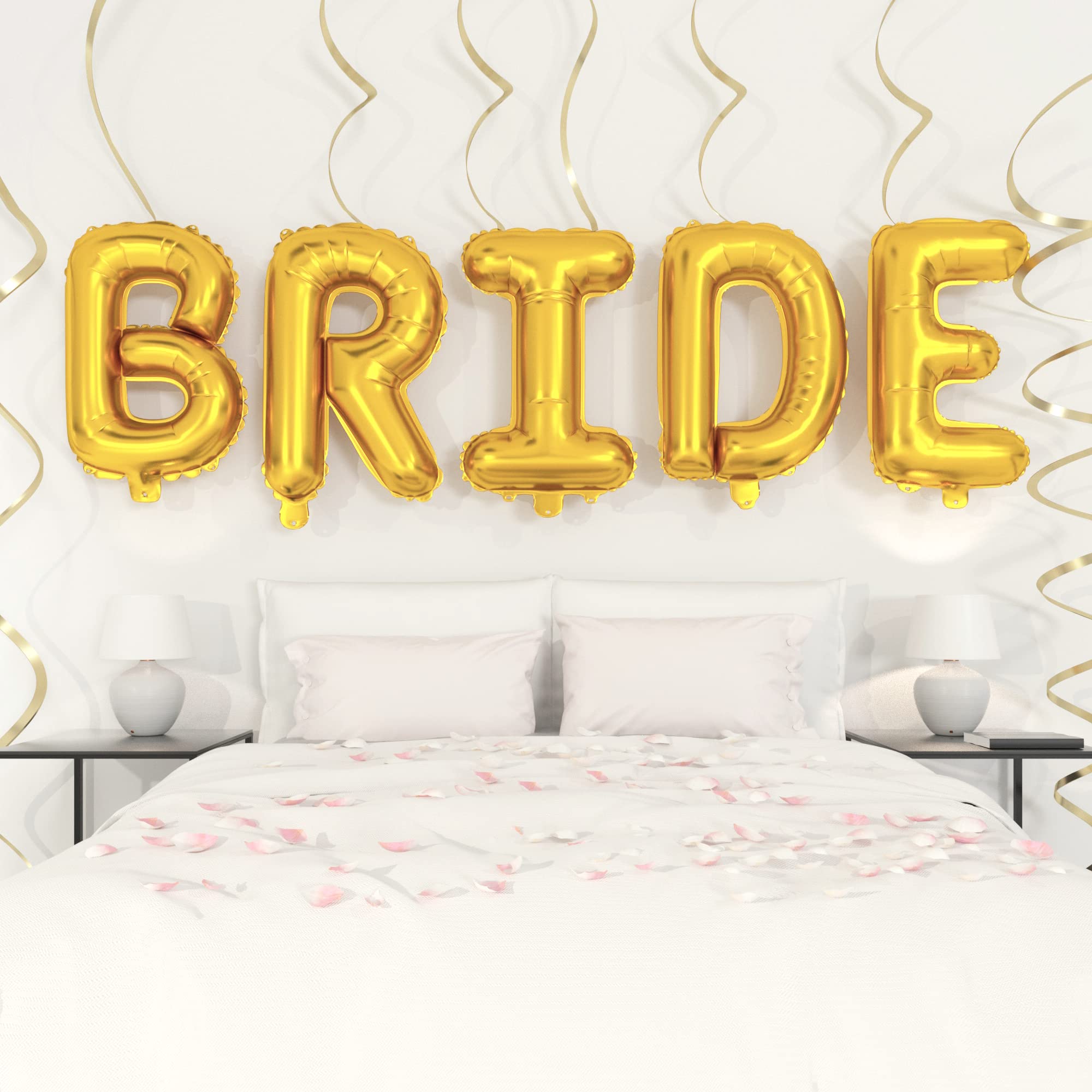 HOUSE OF PARTY Bride Balloon - 40'' Foil Balloons for Wedding Bridal Shower Engagement Party Decor - Bachelorette Party Supplies for Bride-to-Be! (Bride (40 Inches) Gold)